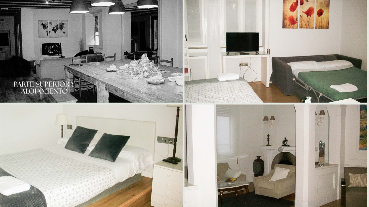 Habitaciones y comedor de la masía